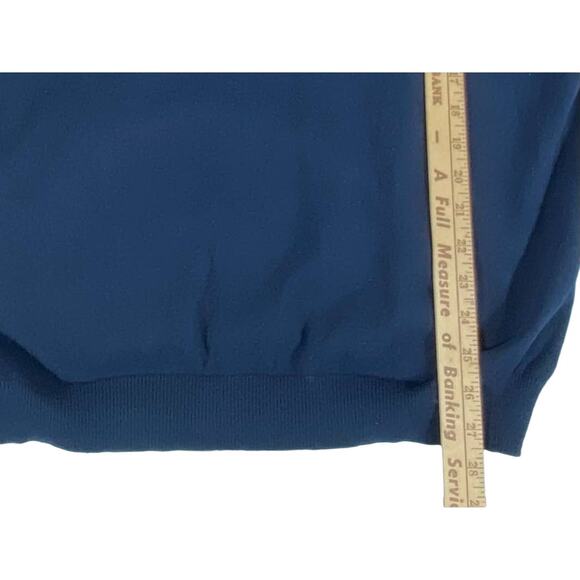Eddie Bauer Mens Sweater Size Large Navy Blue Cotton Cashmere Blend V Neck - Picture 7 of 7